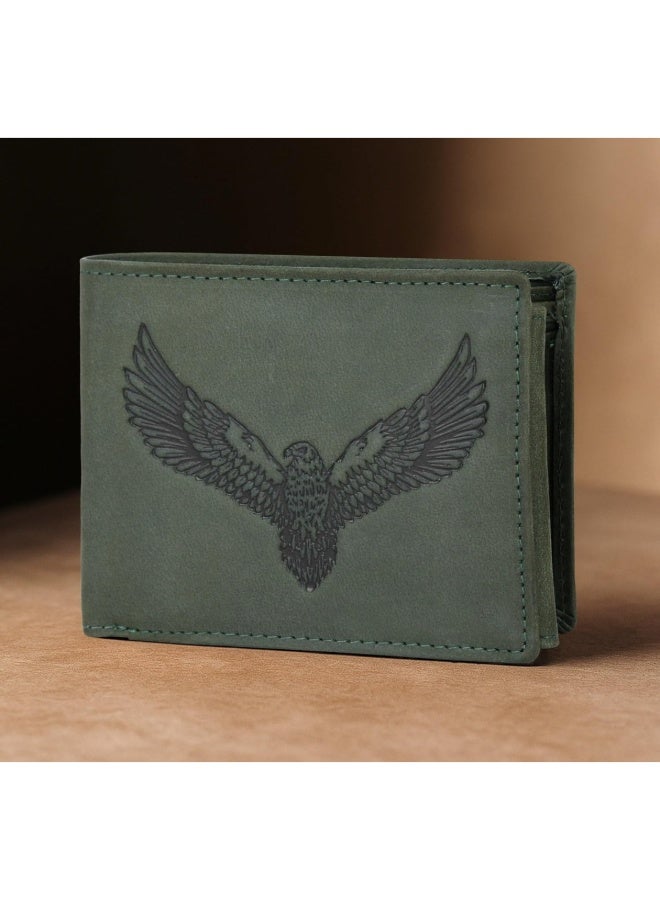 URBANFOREST URBAN FOREST Zeus Vintage Green Leather Bi-Fold Wallet for Men, 6 Card Slots, Classy Matte Finish Men’s Wallet, Premium Gift Box for Men and Boys - Image 4