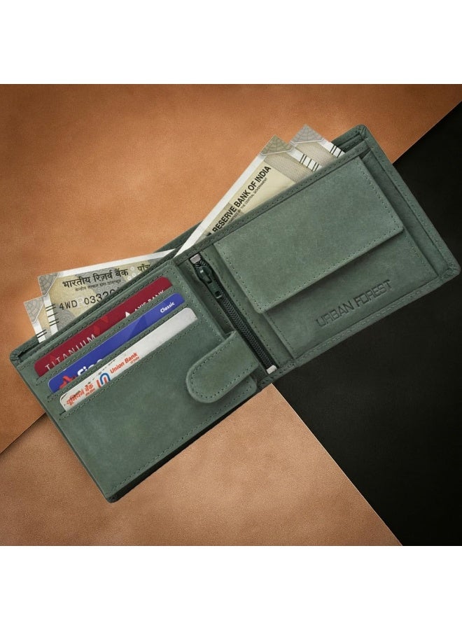 URBANFOREST URBAN FOREST Zeus Vintage Green Leather Bi-Fold Wallet for Men, 6 Card Slots, Classy Matte Finish Men’s Wallet, Premium Gift Box for Men and Boys - Image 3