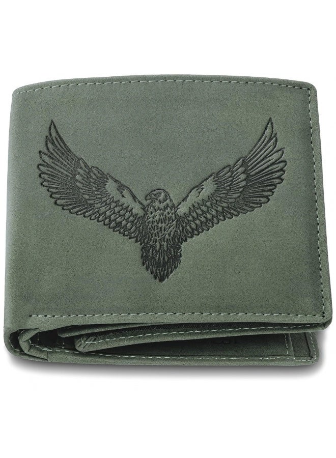 URBANFOREST URBAN FOREST Zeus Vintage Green Leather Bi-Fold Wallet for Men, 6 Card Slots, Classy Matte Finish Men’s Wallet, Premium Gift Box for Men and Boys - Image 1