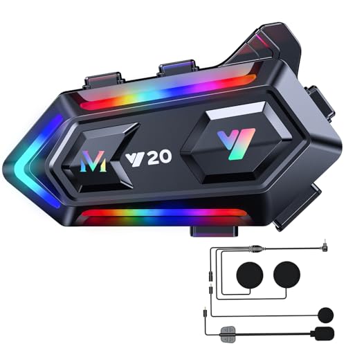 WNJACO Motorcycle Helmet Bluetooth Headset, Cool RGB Dazzling Lights Motorbike Helmet Speaker Double Noise Cancellation Intercom Communication Systems with IPX6 Waterproof/Strong Bass for Dirt Bike - Image 1