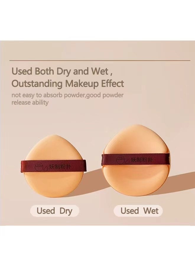 Three-piece Powder Puffs for Face Powder Triangle Powder Puff for Loose and Cosmetic Foundation, Makeup Puff for Contouring, Cloud Kiss Beauty Makeup Tools - Image 2