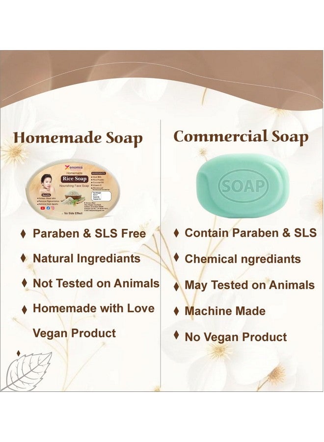 Zenomia Rice Soap for Brightening Glow Homemade Bathing Soap for Men & Women Ghar Soap bar for men, Korian Skin Whitening Pack of 3 (50gm) - Image 4