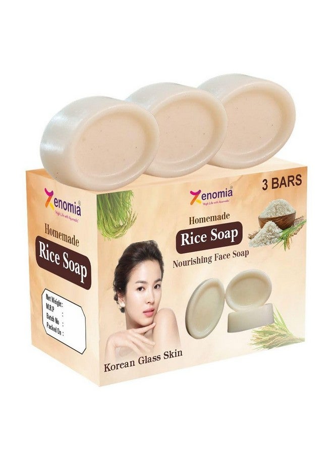 Zenomia Rice Soap for Brightening Glow Homemade Bathing Soap for Men & Women Ghar Soap bar for men, Korian Skin Whitening Pack of 3 (50gm) - Image 1