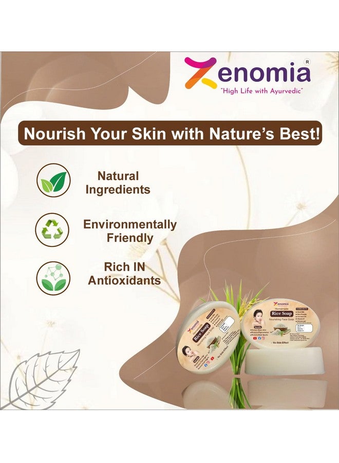 Zenomia Rice Soap for Brightening Glow Homemade Bathing Soap for Men & Women Ghar Soap bar for men, Korian Skin Whitening Pack of 3 (50gm) - Image 5