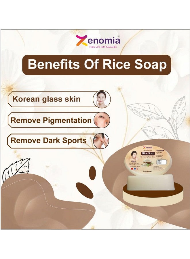 Zenomia Rice Soap for Brightening Glow Homemade Bathing Soap for Men & Women Ghar Soap bar for men, Korian Skin Whitening Pack of 3 (50gm) - Image 3