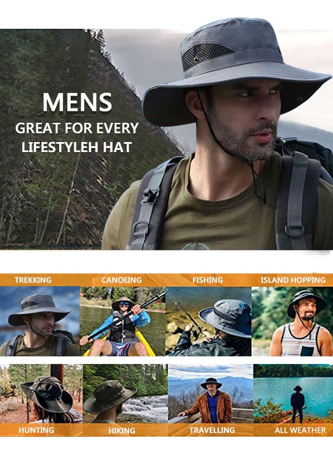 HAWAWA Fishing Hat Safari Cap Breathable Wide Brim Boonie Hat Bucket Hats with UV Protection Sun Protection For Fishing Hiking Garden Beach Men and Women（navy blue)  - Image 5
