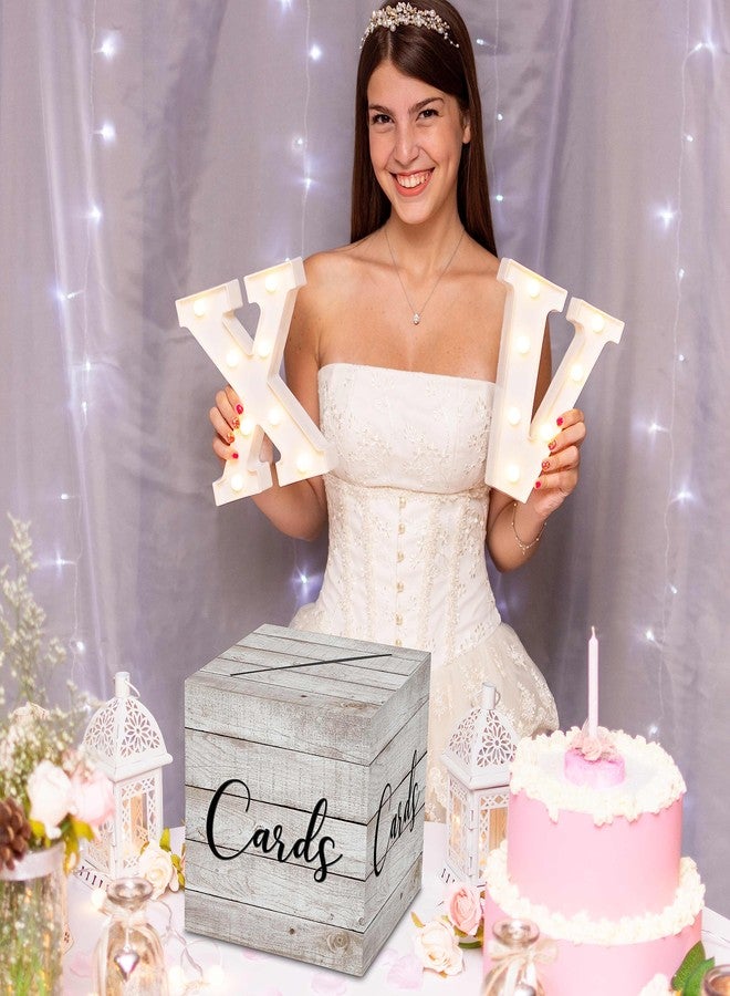 AWSICE Wood Pattern Card Box - 1 Set Card Receiving Box for Gift Envelope Money - Wedding Bridal Baby Shower Birthday Graduation Party Supplies Decorations (8"*8"*8")-A21 - Image 3