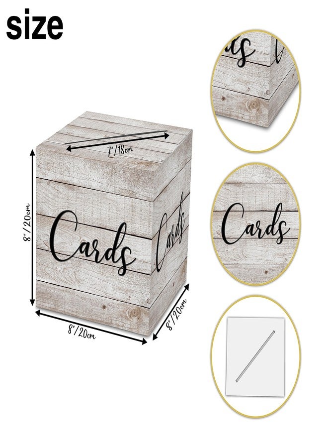 AWSICE Wood Pattern Card Box - 1 Set Card Receiving Box for Gift Envelope Money - Wedding Bridal Baby Shower Birthday Graduation Party Supplies Decorations (8"*8"*8")-A21 - Image 4