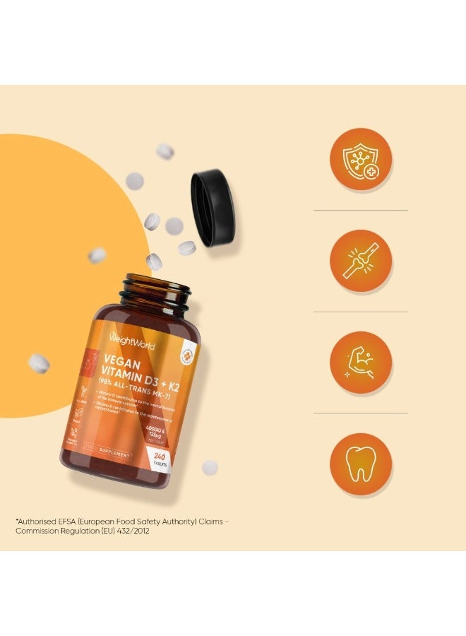 فيتامين د3 + ك2 (MK7) أقراص 4000 وحدة دولية + 125 ميكروغرام – يدعم صحة العظام والعضلات، 240 قرص، صنع في المملكة المتحدة - Image 3