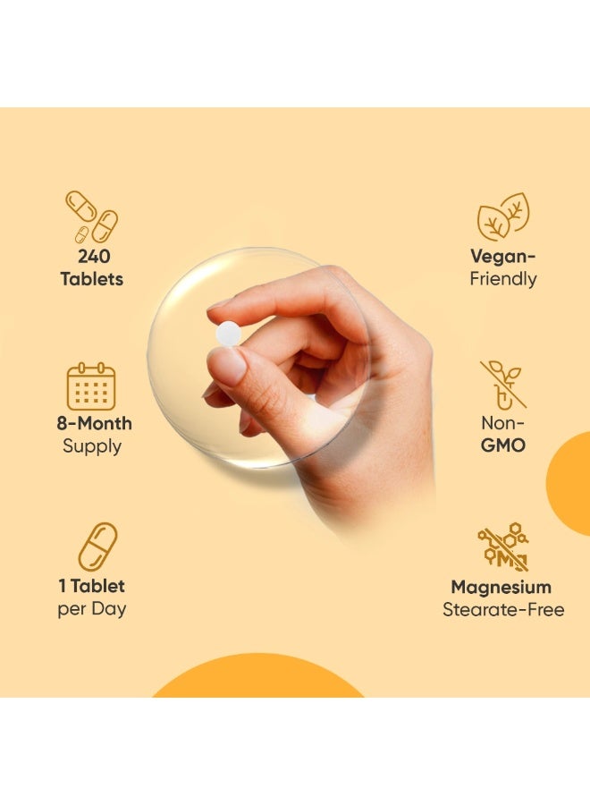 فيتامين د3 + ك2 (MK7) أقراص 4000 وحدة دولية + 125 ميكروغرام – يدعم صحة العظام والعضلات، 240 قرص، صنع في المملكة المتحدة - Image 4