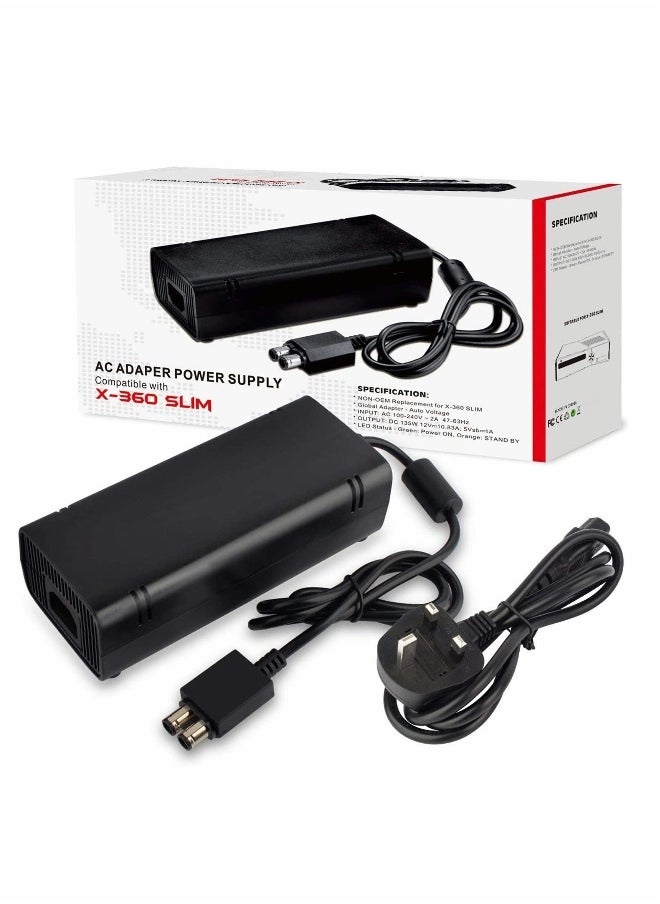 ماركة غير محددة مزود طاقة لجهاز Xbox 360 Slim، مجموعة كابل محول الطاقة بديلة متوافقة مع Xbox 360 Slim 360 S جهد تلقائي 100-240 فولت  - Image 1