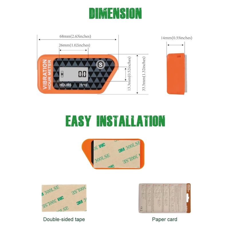 YOOREAL Vibration Hour Meter,Maintenance Hours for Gas Diesel Engine Powered Generator Compressor Motorcycle Snowblower Trailer Motor Grader Pressure Washer - Image 5