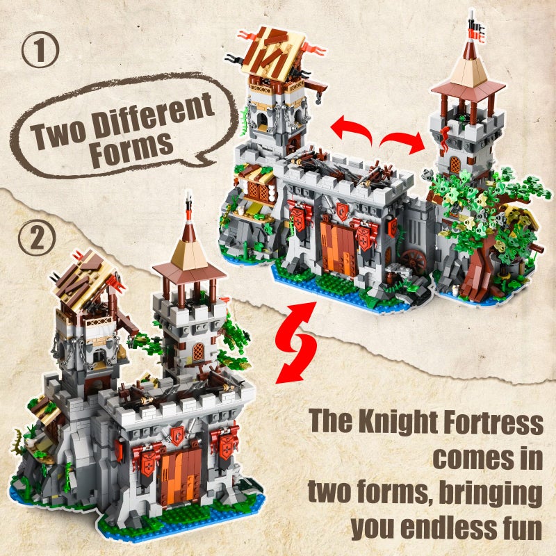 BNG Medieval Castle Building Set for Adult,2 in 1 Knights Castle Building Blocks,House Architecture Collection Toy,Home Office Decor and Creative Gift for Teen 14+(2568PCS) - Image 4