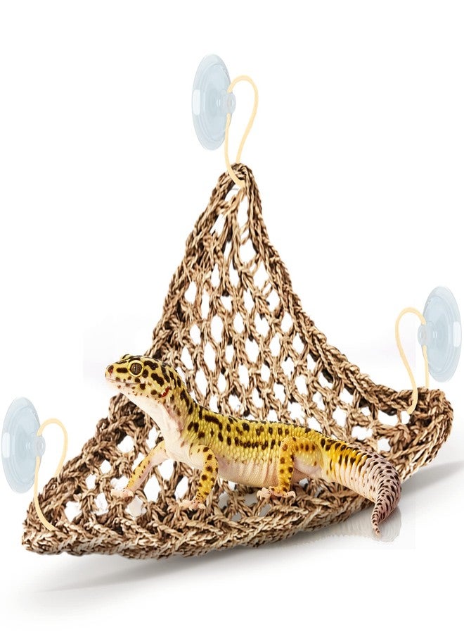 SunGrow Leopard Gecko, Hermit Crab, Reptile Hammock, 7.8 x 7.8 x 11 Inches, Handwoven, Includes 3 Suction Cups (1 Pieces (22 x 7 in)) - Image 1