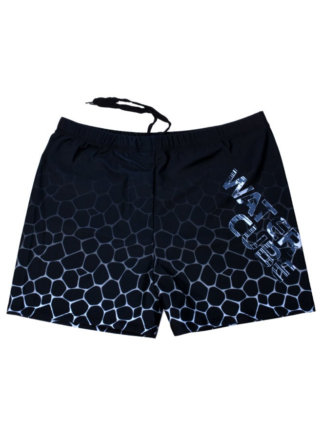 Generic Men's Swimming Trunks Quick-drying Boxer Large Size Anti-embarrassment Shorts Men's Clothing Swimwear Equipment Beach Swimming Trunks For Men-Color:Alphabet Black Swim Trunks-Size:3XL [Suggested 55.00 Kg-75.00 Kg]]  - Image 1