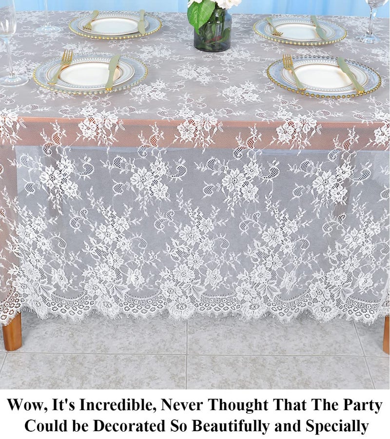 Partisout Vintage Lace Tablecloth 60x120 Inch - Elegant Boho Floral Rectangular Overlay for Wedding, Dining, Farmhouse Decor - Delicate Table Runner Home & Party - Image 2