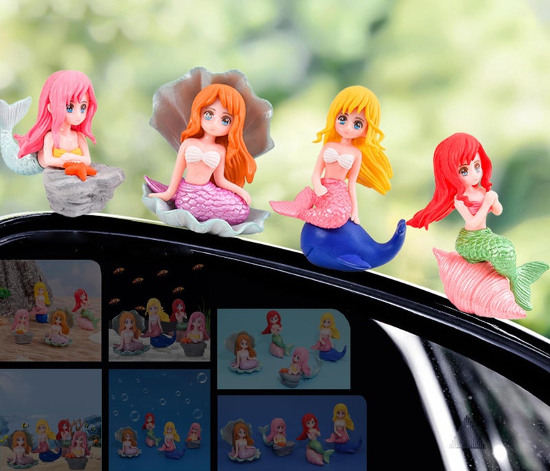 Spiaty PVC Miniature Mermaid Home, Office and Car Dashboard Colourful Fantasy Decorative Collectibles Figurines, Set of 4 - Image 4