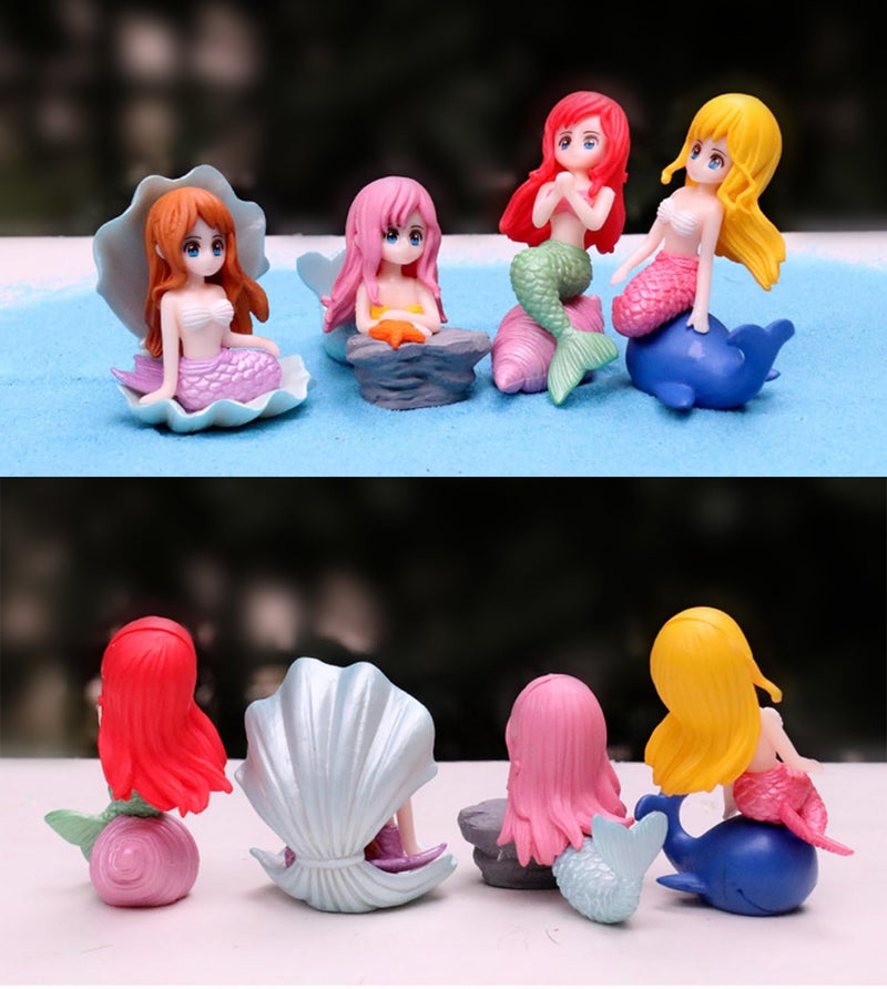 Spiaty PVC Miniature Mermaid Home, Office and Car Dashboard Colourful Fantasy Decorative Collectibles Figurines, Set of 4 - Image 1