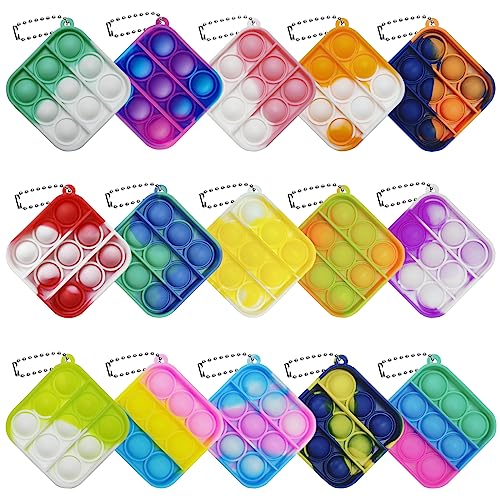 Clanam 15 Pcs Mini Pop Bubble Fidget Toys for Party Favors Small Silicone Pop Keychain Bulk for Classroom PrizesGoodie Bag Stuffers Christmas Valentine Gifts for Kid Student - Image 1