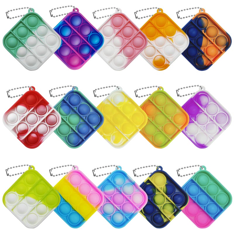 Clanam 15 Pcs Mini Pop Bubble Fidget Toys for Party Favors Small Silicone Pop Keychain Bulk for Classroom PrizesGoodie Bag Stuffers Christmas Valentine Gifts for Kid Student - Image 3
