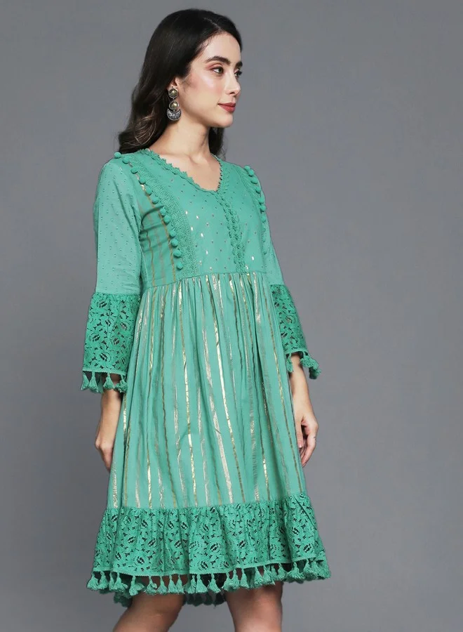 ISHIN Mint Tassel Dress