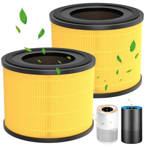 isinlive 2 Pack APS0610L Pet Filter Replacement for MOOKA APS0610L Air Purifier 3IN1 Hepa Filter HighEfficiency Activated Carbon Air Filter for Pet Odor Dander Yellow - Image 1