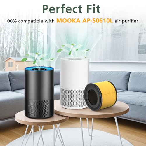isinlive 2 Pack APS0610L Pet Filter Replacement for MOOKA APS0610L Air Purifier 3IN1 Hepa Filter HighEfficiency Activated Carbon Air Filter for Pet Odor Dander Yellow - Image 3
