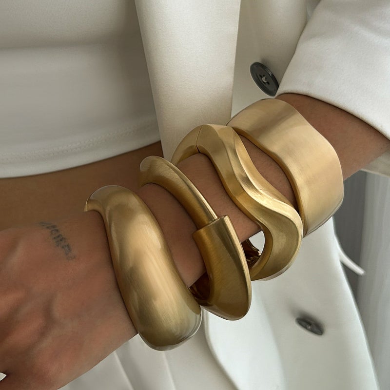 SHIXIN European and American Cross-Border Jewelry: Fashionable Irregular Alloy Bracelets - Luxurious Wide-Style Bracelet Sets - Image 4