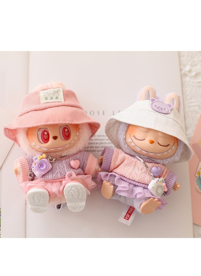 Labubu cloth (not inclued the doll) for labubu v2 labubu v1 labubu V3 6 in 1 set White Hat