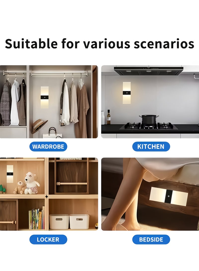 AROAQ 2PCS Motion Sensor Indoor Night Light USB Rechargeable Wall Lamp with Adjustable Brightness for Bedroom Hallway Bathroom Stairs - Image 5