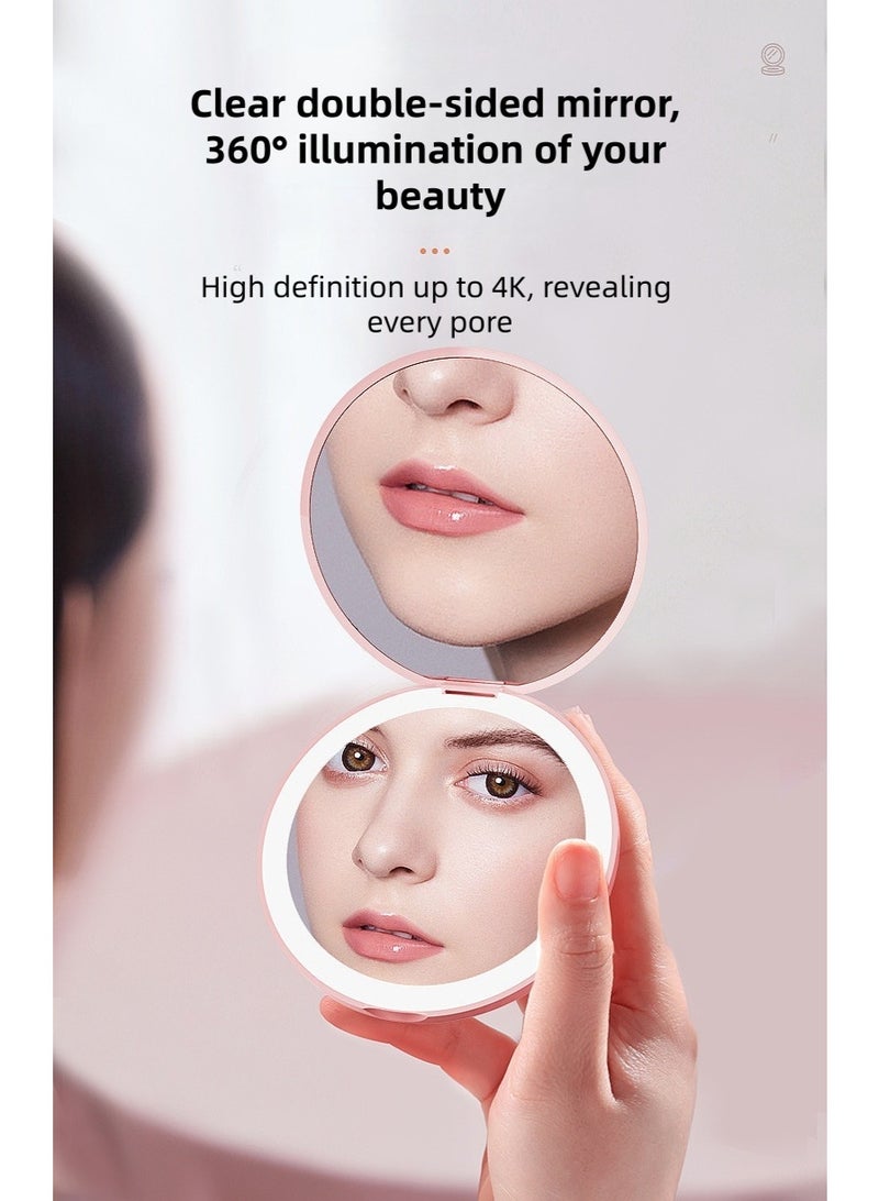 جودي مرآة مدمجة مع إضاءة، مرآة جيب LED بتكبير 1X/3X مع كابل بيانات USB، مرآة مكياج سفر بإضاءة LED - Image 4