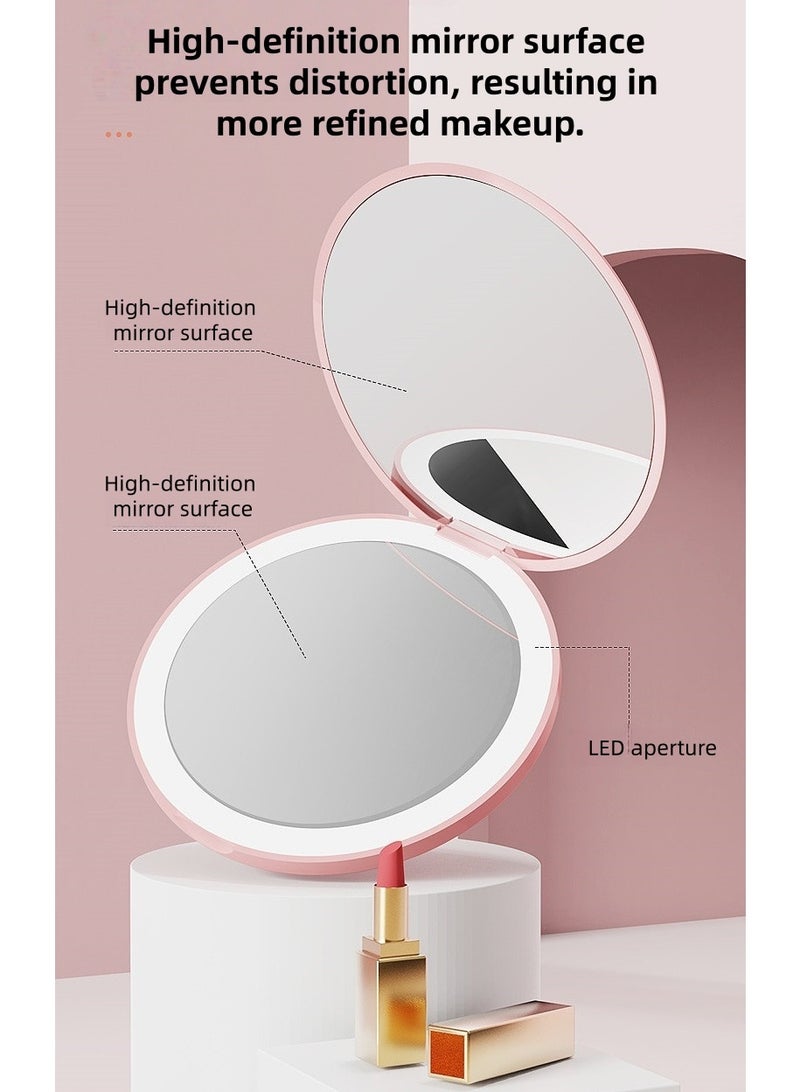 جودي مرآة مدمجة مع إضاءة، مرآة جيب LED بتكبير 1X/3X مع كابل بيانات USB، مرآة مكياج سفر بإضاءة LED - Image 3