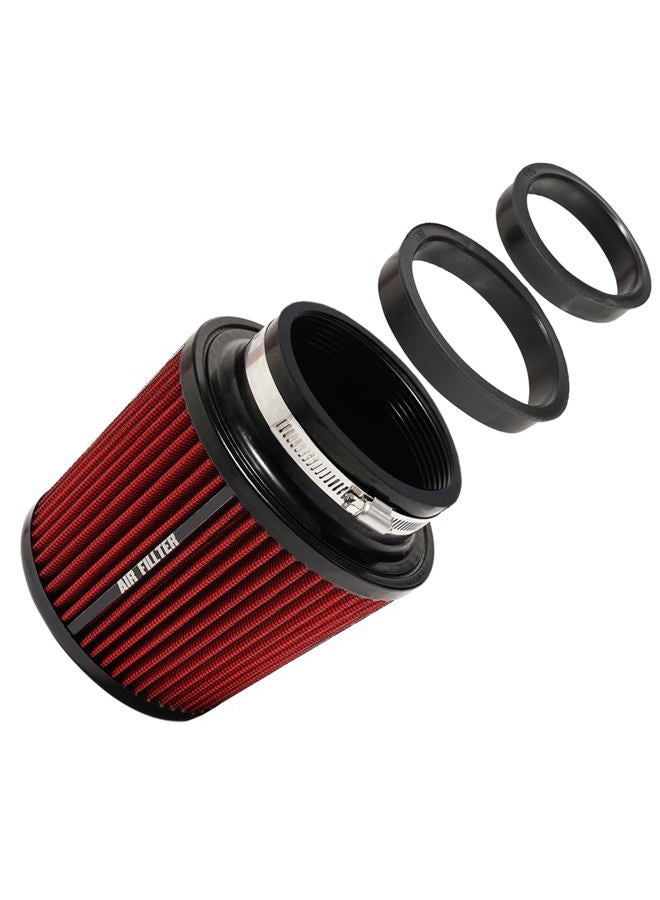 MIADILA 3" 3.5" 4" Inlet Cone Air Filter 76mm 89mm 102mm Car Replacement High Flow Performance Cold Air Intake (Red) - Image 1