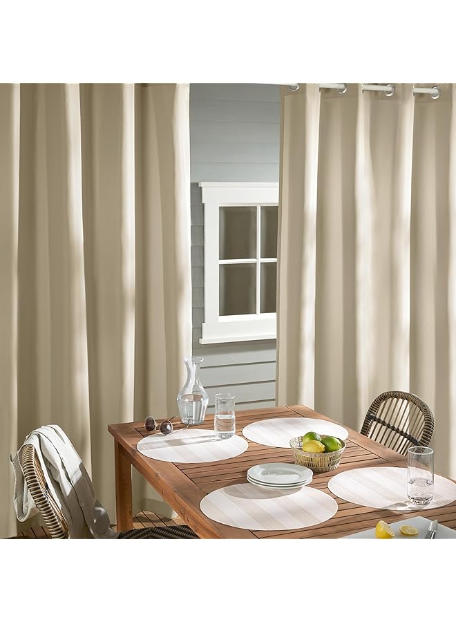 erorex Exclusive Home Cabana Solid Indoor Outdoor Light Filtering Grommet Top Curtain Panel 54 Inch X84 Inch Taupe Set Of 2  - Image 4