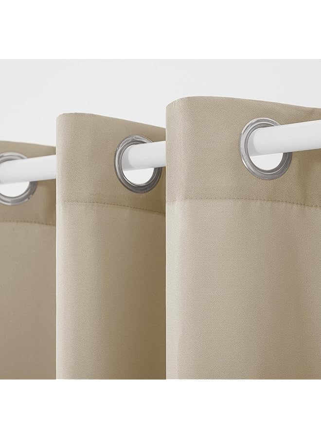 erorex Exclusive Home Cabana Solid Indoor Outdoor Light Filtering Grommet Top Curtain Panel 54 Inch X84 Inch Taupe Set Of 2  - Image 3
