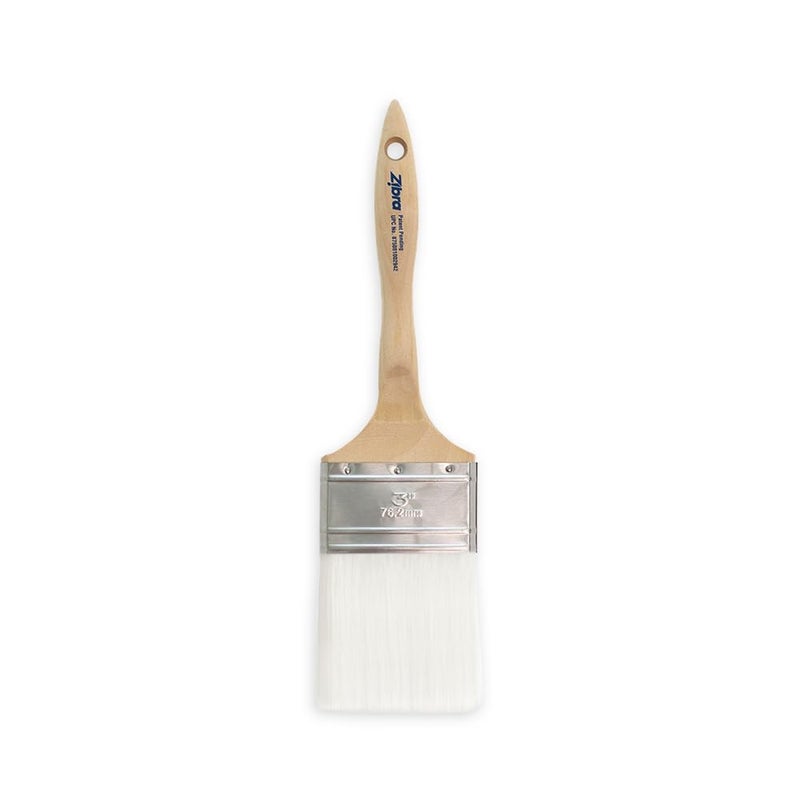 Zibra Flat Paint Brush for Top Coats, Flat Surfaces, Walls and Doors, 3-inch, Comfort Handle, for All Paints and Stains - Image 1