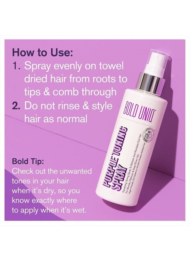 BOLD UNIQ - Blonde Toner Spray. Purple Leave In Toning Hair Treatment to Remove Brassy Surface Tones in Blonde, Platinum & Gray/Silver Hair. Paraben & Sulfate Free-PETA Approved Cruelty-free. - Image 1