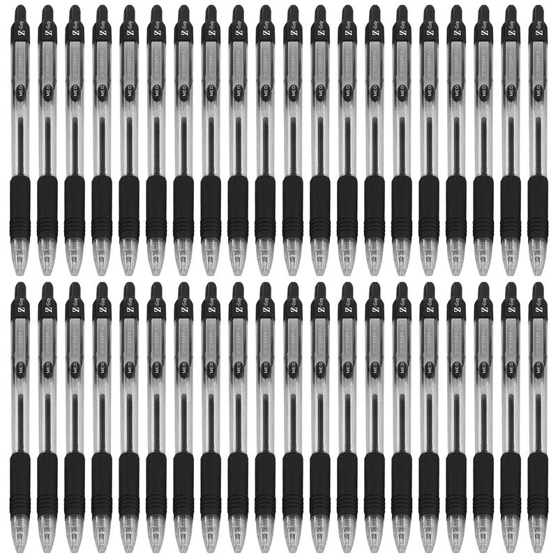 Zebra Pen Zebra ZGrip Retractable Ballpoint Pen 10mm Point Size Black Ink 40 Pack