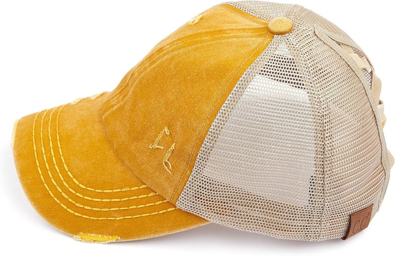 Cc Ponycap Messy High Bun Ponytail Adjustable Glitter Mesh Trucker Baseball Cap - Image 5