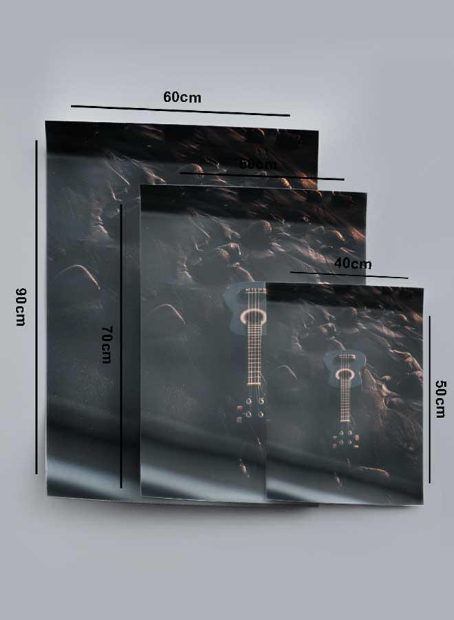 لوحة بوستر ديكور لوحة بدون فريم مع أربع قطع منفصلة من اللاصق ذو الوجهين تصميم الغيتار في الرمال غرفة النوم غرفة المعيشة وديكور المكتب - Image 4