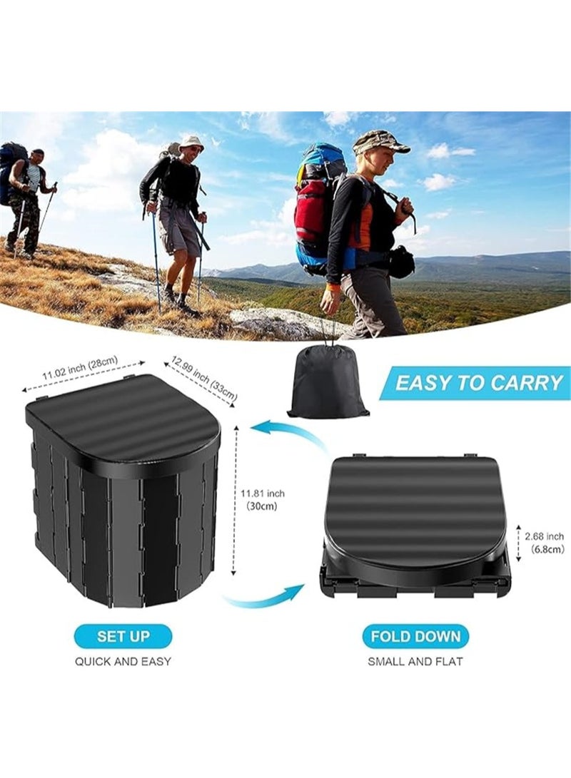 Portable Toilet for Camping, Folding Potty for Adults & Kids, Foldable Potty & Outdoor Emergency Sanitation Products, Porta Potty Travel Toilet Commode Bucket Toilet for Camping Travel Hiking Beach and Car (Black) - Image 3