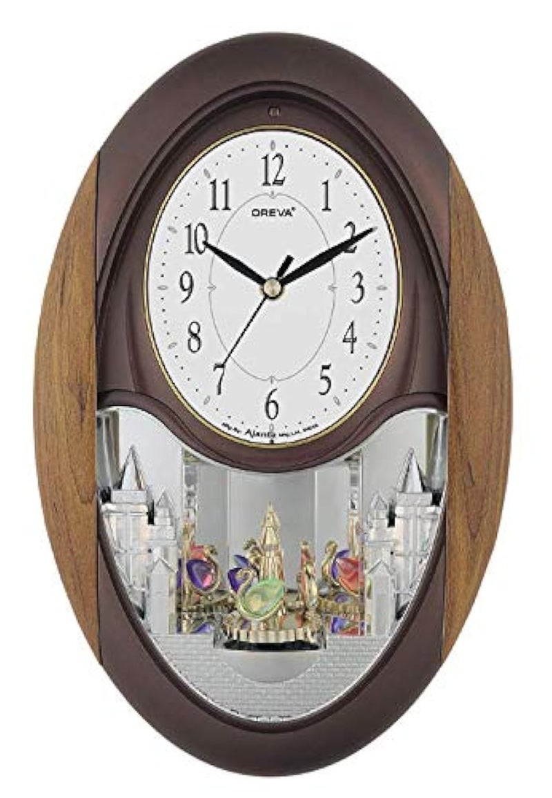 OREVA Plastic Rotating And Musical Pendulum Analog Wall Clock (23.0 Cm X 6.0 Cm X 35.5 Cm, AQ-2047, Cola) - Image 5