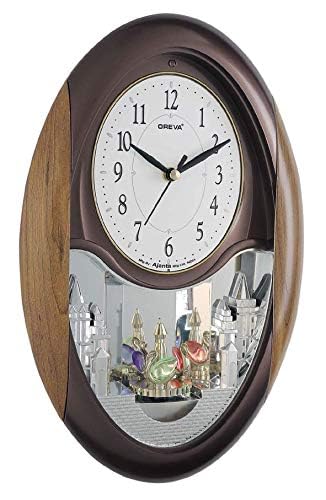 OREVA Plastic Rotating And Musical Pendulum Analog Wall Clock (23.0 Cm X 6.0 Cm X 35.5 Cm, AQ-2047, Cola) - Image 2