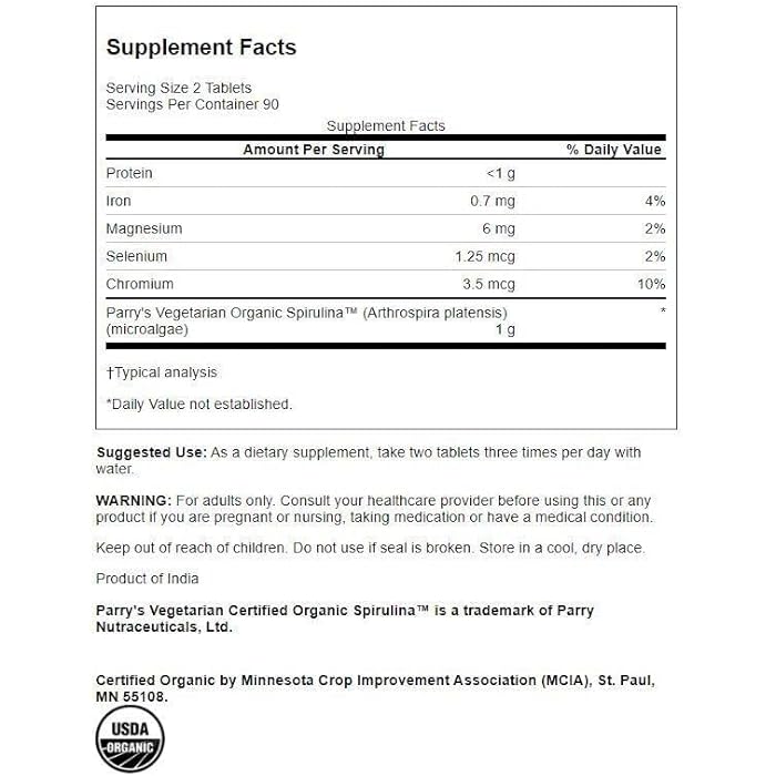 Swanson Certified Organic Spirulina 500 Milligrams 180 Tabs - Image 2