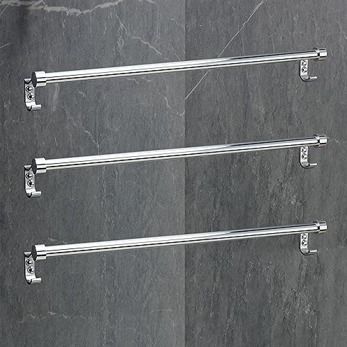 FORTUNE Stainless Steel Bathroom Hook Towel Rod Holder | Wall Mounted Hand Towel Rail for Kitchen and Washroom-24 Inch (Pack of 3) - Image 1