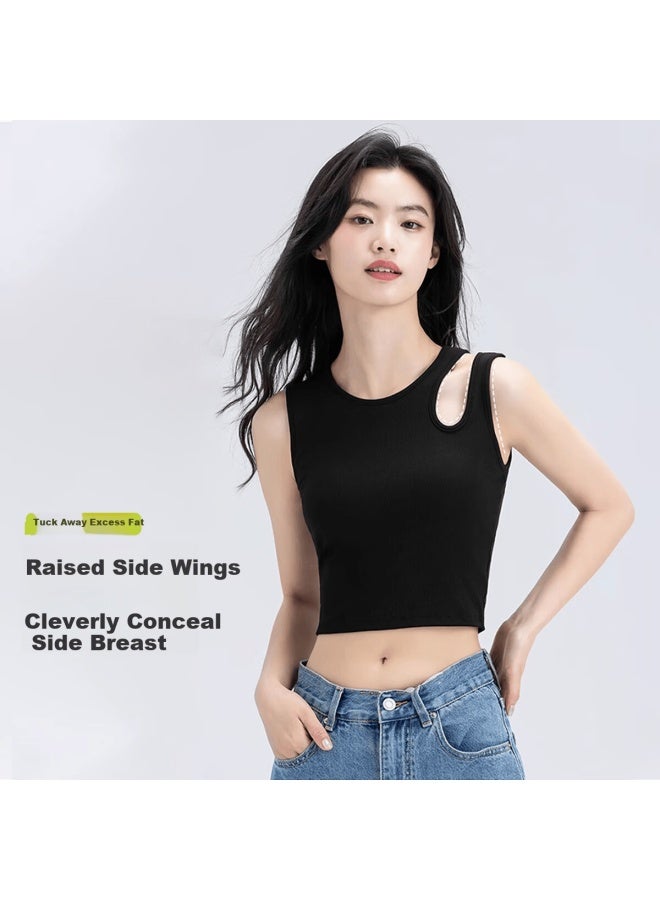 Don't speak Bieyu Hollow Out Camisole With Chest Pad Summer Wear No Bra Integrated Niche Sleeveless Halter Top Yellow S - Image 3