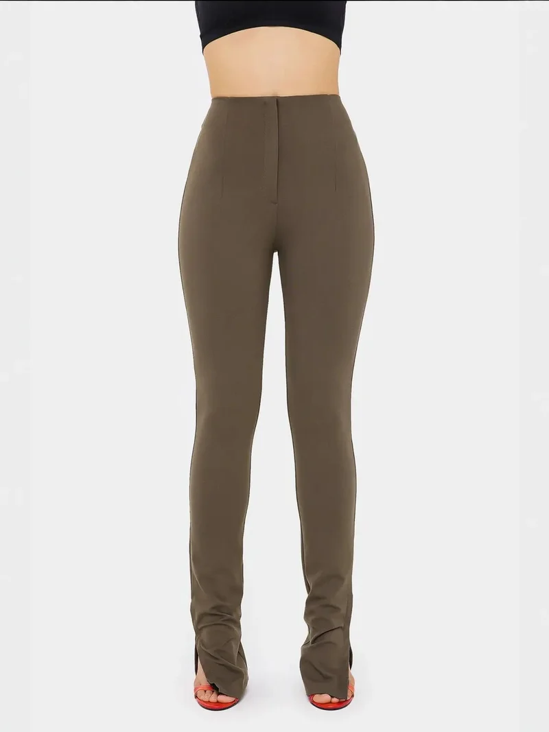 زوبعة بنطلون بخصر عالٍ بقصة ضيقة وسحاب