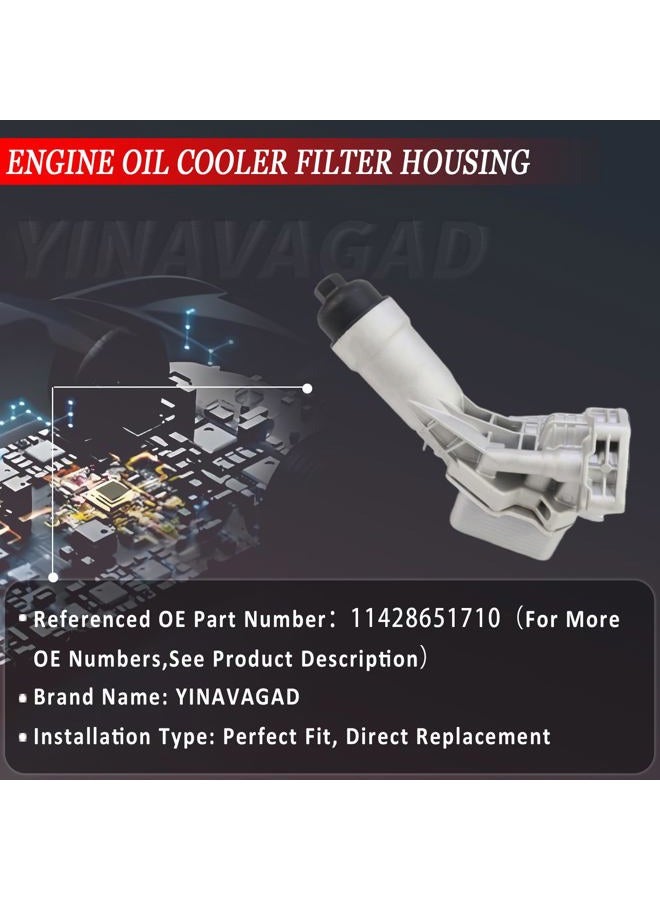 YINAVAGAD 11428651710 Aluminum Engine Oil Cooler Assembly for BMW B48 230i 330 430i 530i 540i X3 X4 Z4 G20 G30 G32 G11 G01 G02 G05 G06 with Oil Cooler Sensors and Gaskets Kit,11428580414 - Image 3
