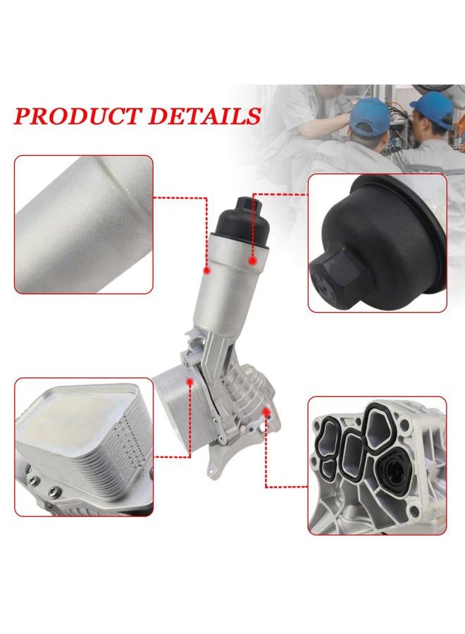 YINAVAGAD 11428651710 Aluminum Engine Oil Cooler Assembly for BMW B48 230i 330 430i 530i 540i X3 X4 Z4 G20 G30 G32 G11 G01 G02 G05 G06 with Oil Cooler Sensors and Gaskets Kit,11428580414 - Image 5