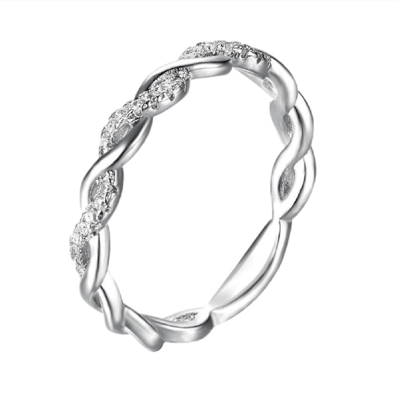 Yuren Twist Ring for Women Fashion 925 sterling silver Stack Twisted Ring Cubic Zirconia Diamond Ring Wedding Party Women Jewelry Size 6-10 (Size 6) - Image 1